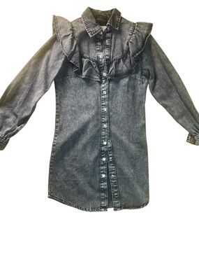 New Look Black Washed Denim Shirt Dress